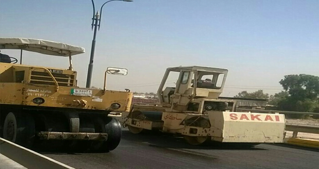 صورة من عمليات صيانة مجسر المدائن (2016/تشرين الثاني)